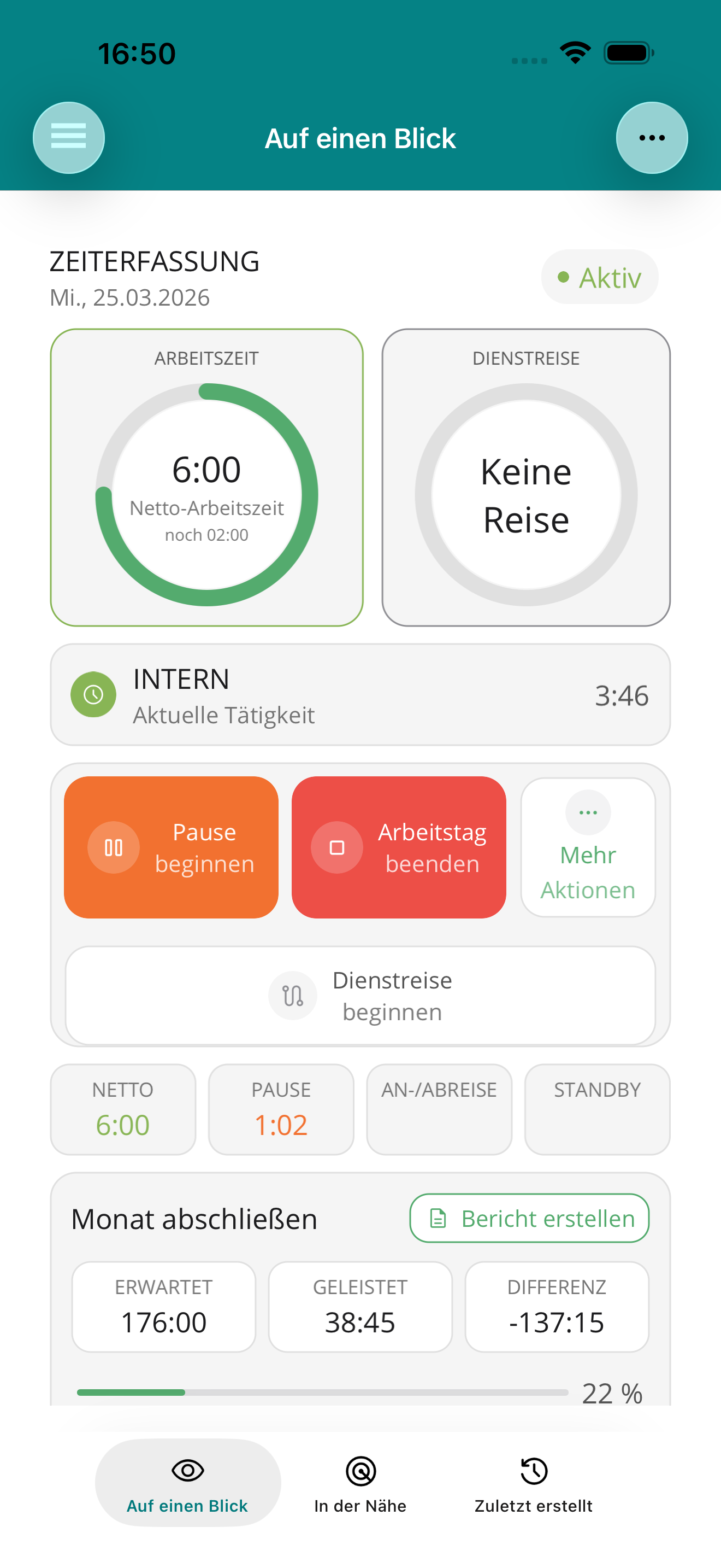 Alles Wichtige auf einen Blick – Screenshot von APLICONUS infield Pro (iPhone)