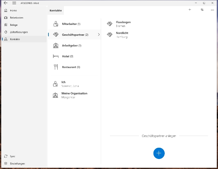 Kontakte strukturiert pflegen – Screenshot von APLICONUS infield (Windows)