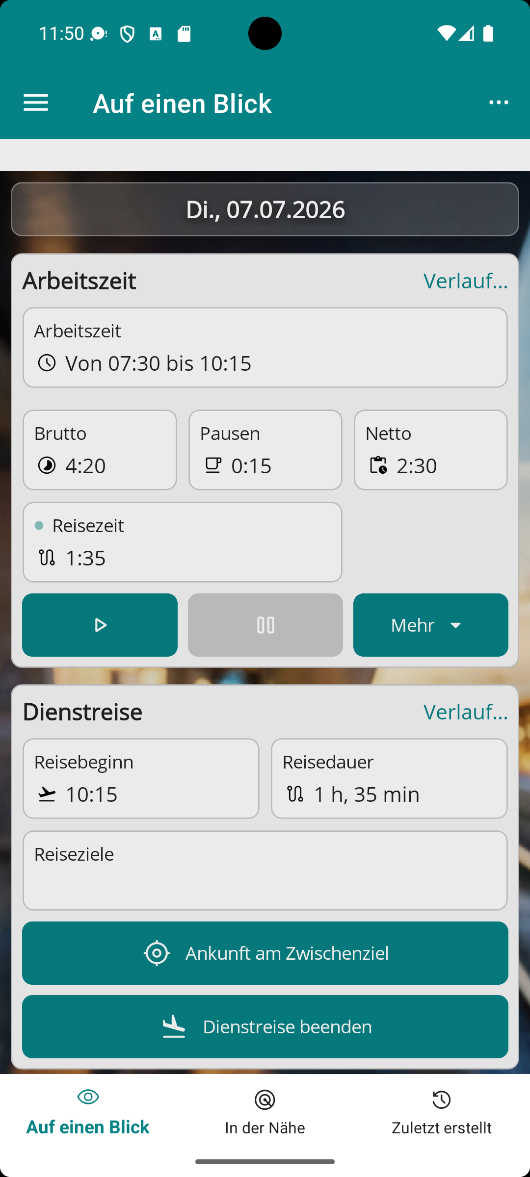Kachel-Ansicht der Home-Ansicht in APLICONUS infield Pro